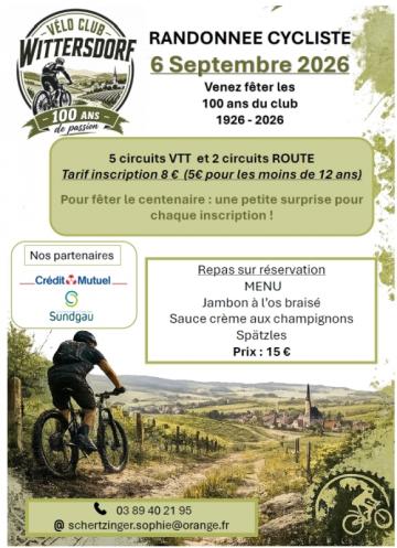 Randonnée Cycliste - 100 ans du Vélo Club Wittersdorf